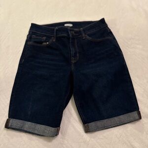 Old Navy Dark Blue Denim Mid-Length Shorts Size 0
